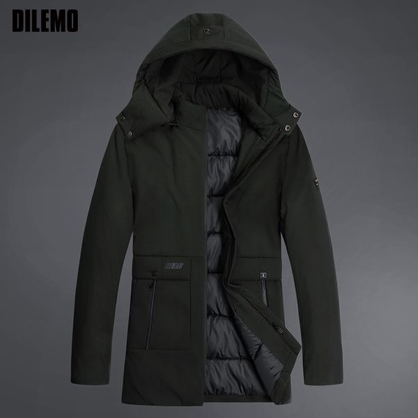 

2019 hooded thick fashion brand jackets men long streetwear parkas quilted jacket puffer bubble coats winter men clothing, Black