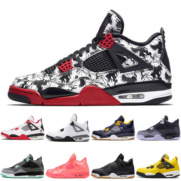 

2019 original 4 4s men basketball shoes white pizzeria black pizzeria cavs cement green glow punch bred sports shoes sneakers