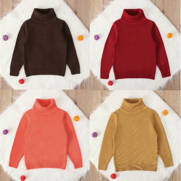 

girls autumn winter knitted sweater kids turtleneck high collar pullover long sleeve bottoming knitting shirt children clothes, Blue