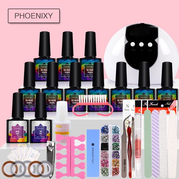 

manicure set lamp for nail kit 10pcs nail gel polish set semi permanent polish gel varnishes 24w led dryer art kit
