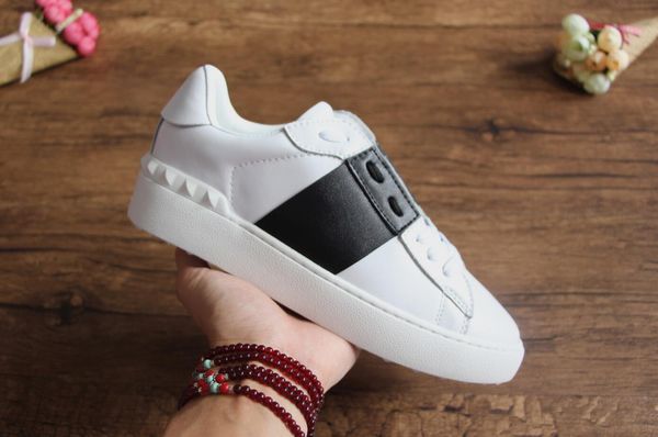 

wholesale men women luxury designer sneakers open shoes with 9 colors original box size 34-46 for sale, Black