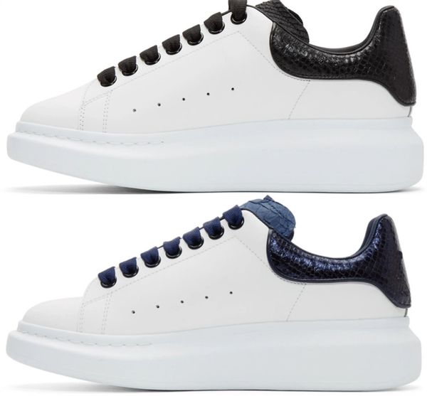 

designer men women sneaker casual shoes fashion smart platform trainers luminous fluorescent shoe snake back leather chaussures hommes w1, Black