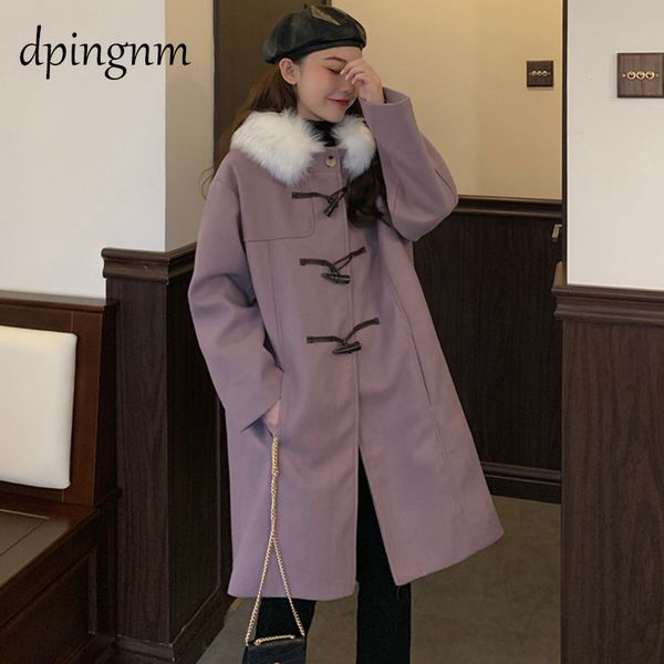

highest quality long double-faced wool coat with korean style thicken autumn coat women winter outwear women, Black