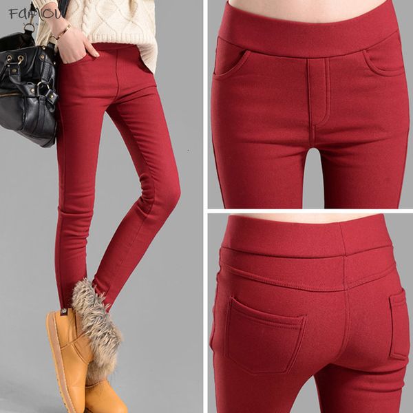 

Pants Women Capris Pencil Pants Fleece Warm Casual Dropshipping Pants Trousers Elastic Midweight Winter Velvet Thick Leggings
