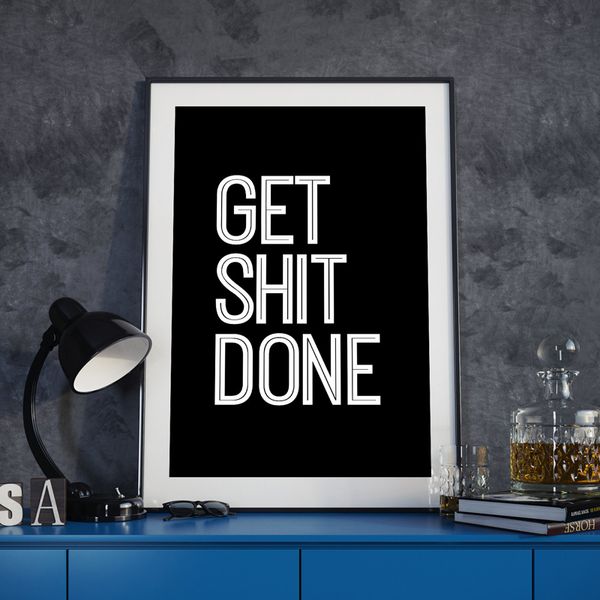 

get shit done life motto canvas paintings black white typography motivational poster print wall art pictures home office decor