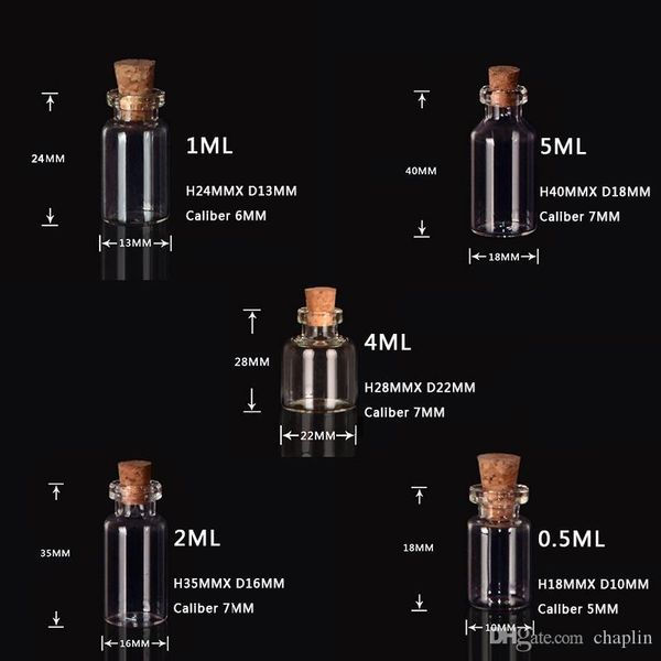 

0.5ml 1ml 2ml 4ml 5ml vials clear glass bottle with corks miniature glass bottle with cork empty sample jars message weddings wish jewelry