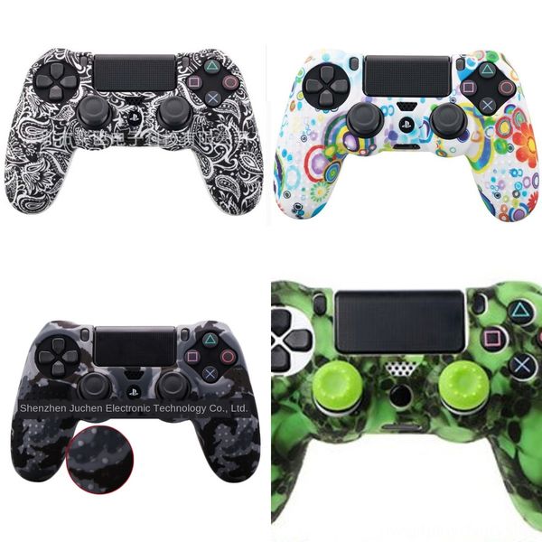 

pk7sf for sony playstation dualshock 4 cover ds4 pro 4 controller & stick grip slim colors anti-slip camouflage silicone ps4 skin case