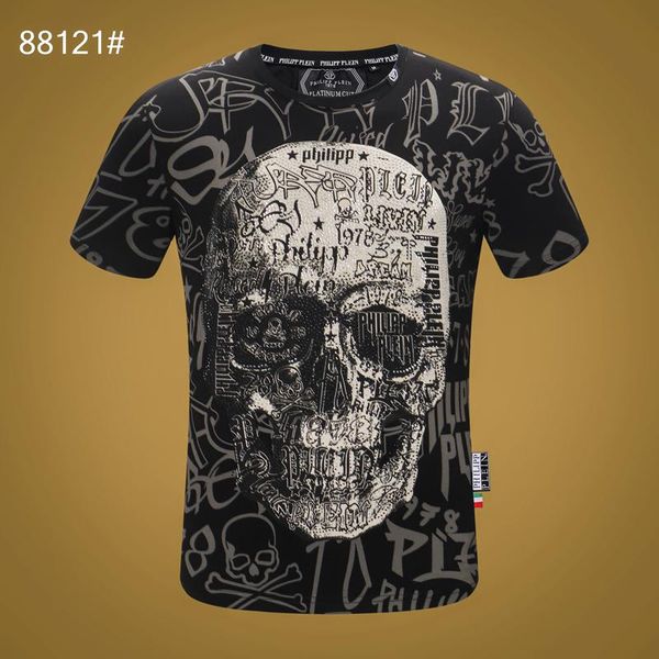 

women mens designer t shirts fashion 20ss luxury phillip plain t shirt summer homme off black white skull tee bag shoes 10, White;black