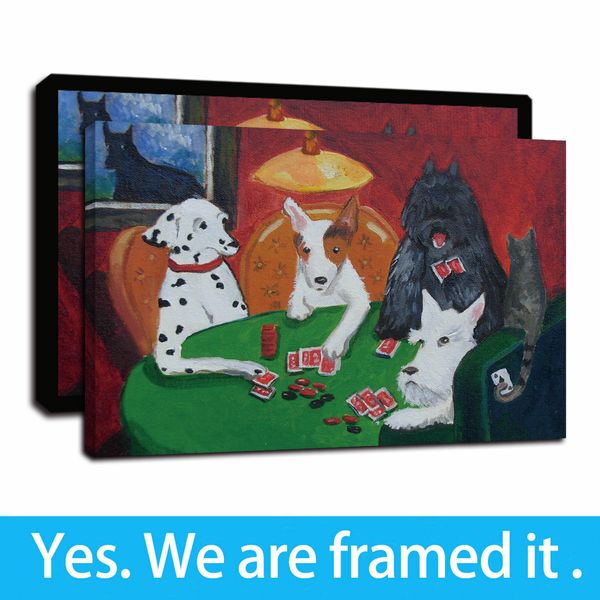 

dogs playing poker oil paintings modern canvas prints artwork printed on canvas wall art for home decor framed ready to hang