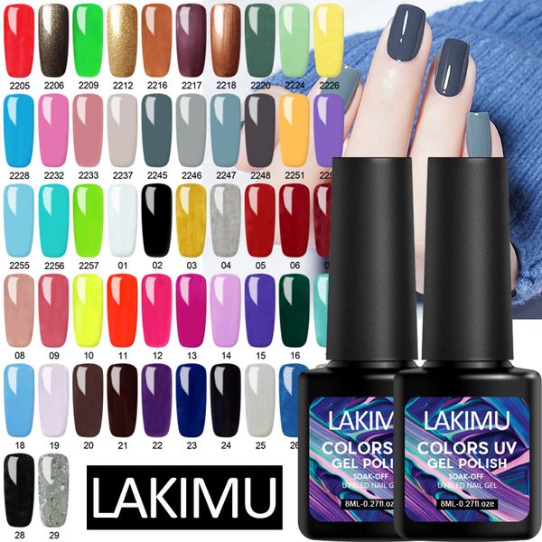 

lakimu pure 50 colors uv gel nail polish blue pink nail color gel varnish soak off for decoratio 8ml, Red;pink