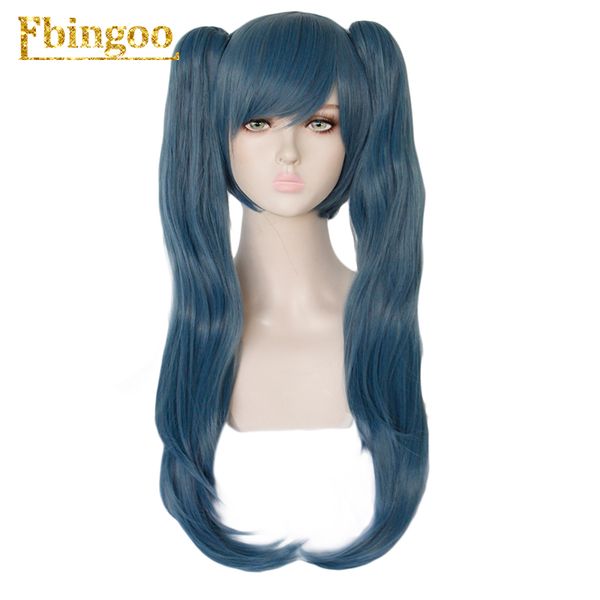 

ebingoo tokyo ghoul saiko yonebayashi cosplay wigs long wavy synthetic halloween costume cosplay wig with clip double ponytail, Black