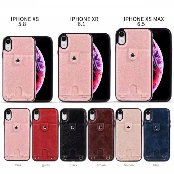 

For Iphone XS Max XR 8 7 6 Plus Wallet Cell Phone Case With Laryand For PU Leather Cases Wallet Back Cover Pouch With Card Slot