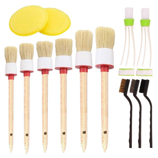 

13 pieces car cleaner brush set including detail brush wire foam cleaning pads automotive air conditioner auto detailing b