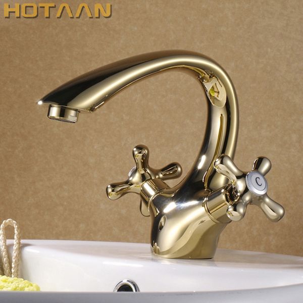 

new arrival bathroom gold basin faucet gold finish brass mixer tap with ceramic torneiras para banheiro yt-5063
