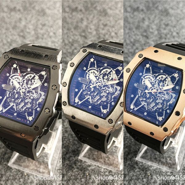 

hollow flower ghost head empty quartz men's hollow flower ghost silicone watch head empty silicone quartz men's watch, Blue