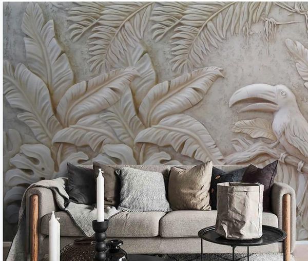 

3d murals wallpaper for living room 3d stereo relief birds wallpapers background wall painting