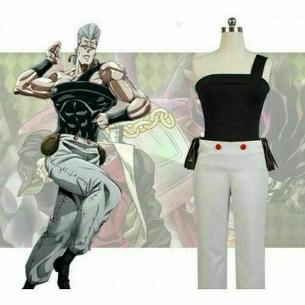 

jojo's bizarre adventure stardust crusader jean pierre polnareff cosplay costume, Black;red