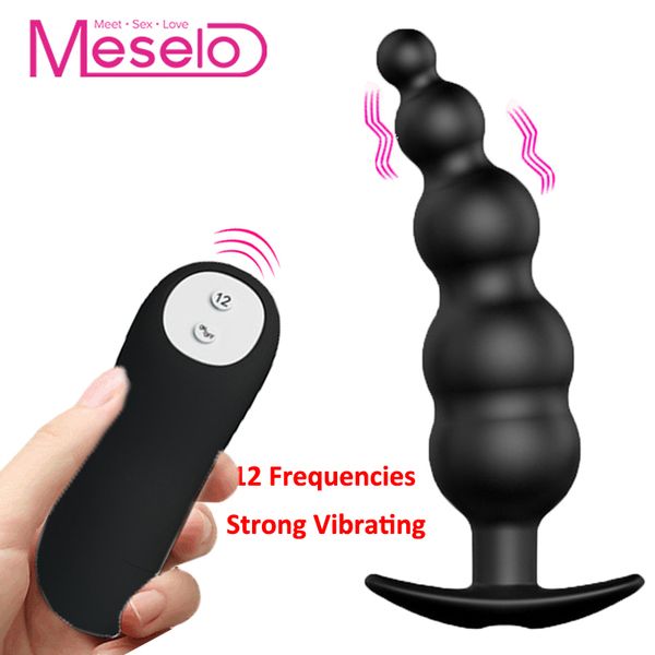 Meselo Plug anale Telecomando cablato Vibratore Uomini Perline anali Butt Plug Vibratore Vagina Giocattoli adulti del sesso per donna Masturbatore Nuovo SH190730