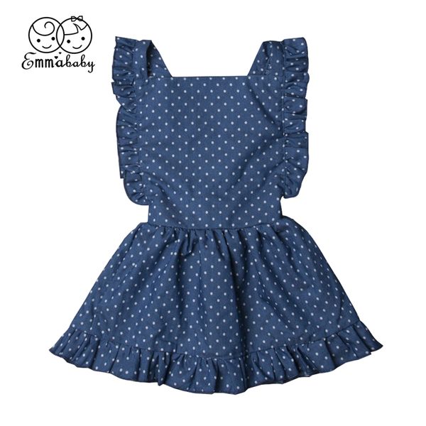 

2019 summer new baby girl polka dot dress tutu party sleeveless backless bandage dresses sundress, Red;yellow