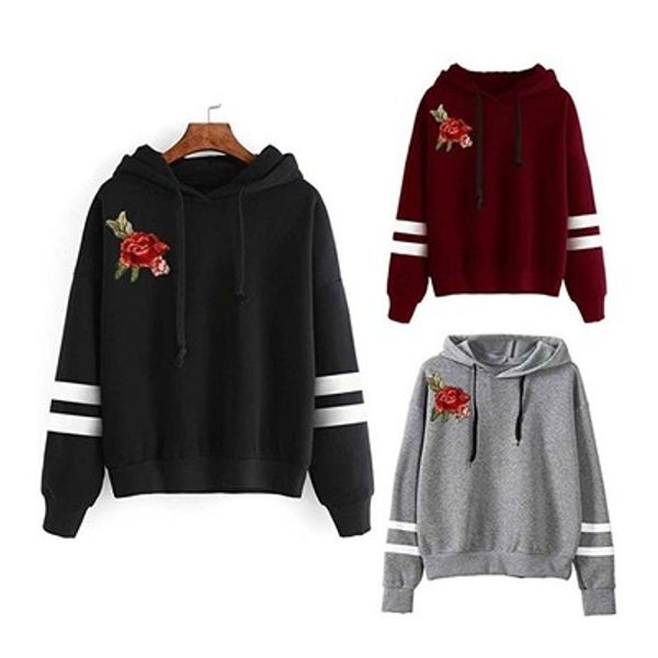 

2018 new women pullover hoodies ladies fashion hooded long sleeve casual loose sweatshirts female printed warmer hoodies, Black