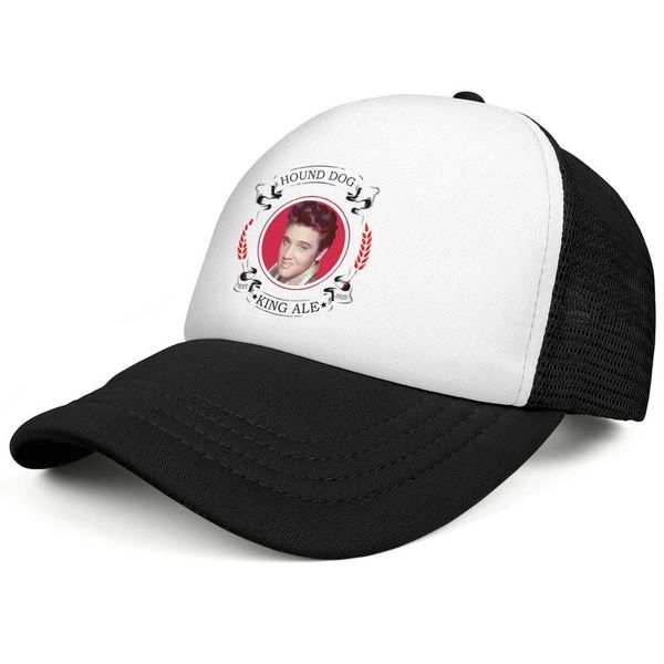 

elvis presley hound dog king ale mens and womens trucker cap baseball cool custom plain mesh hats logo black retro presley shield week i, Blue;gray
