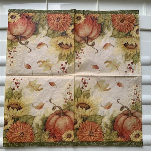 

20 vintage napkin paper elegant tissue sunflower pumpkin leaf letter decoupage wedding birthday party decor beautiful serviettes