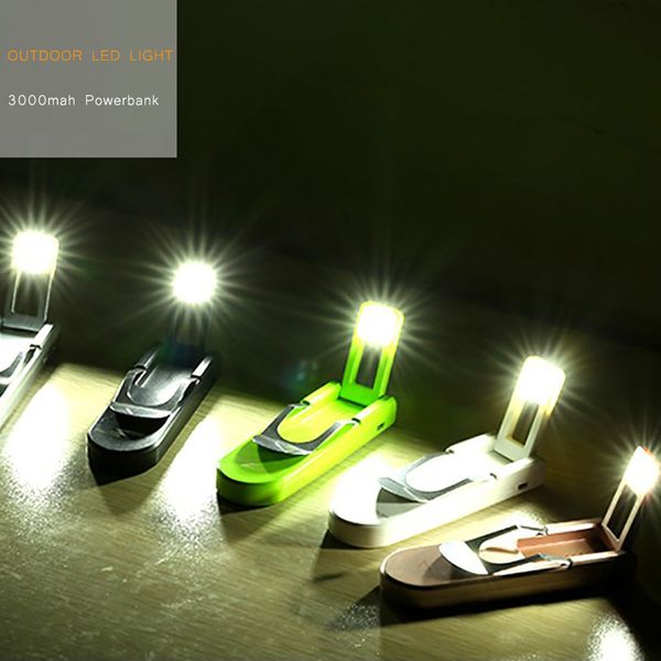 

ferising power bank real 3000mah with outdoor led light portable backup battery charger powerbank desk lamp