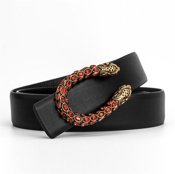 

man womens cowhide designer belt for mens woman tiger belt casual smooth copper buckle belts width 34mm 4 colors optional, Black;brown