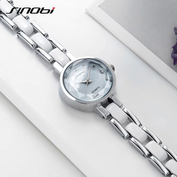 

flower print diamond women watches sinobi new black/white small dial elegant quartz bracelet watches ladies watch, Slivery;brown