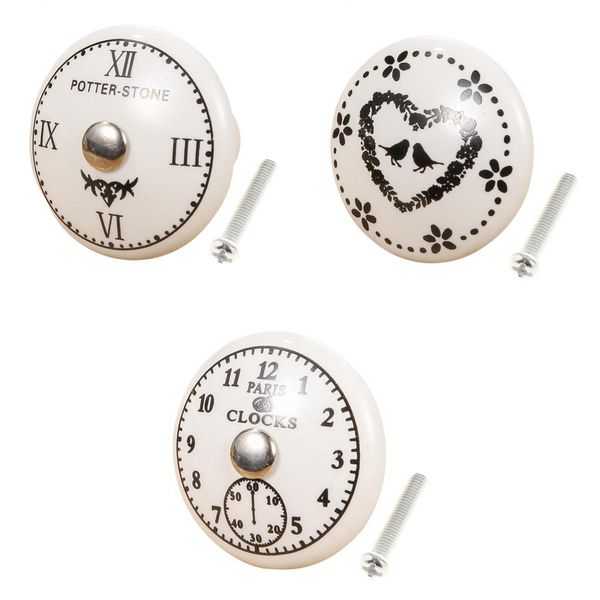 

set of 3 cabinet door knobs antique style round knob pull handle door handle