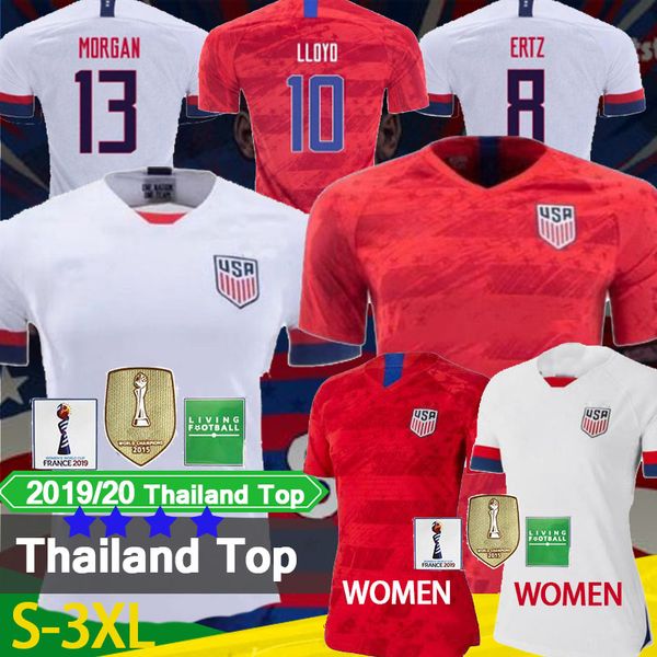 

Thailand 4 Star 2019 World Cup Soccer Jersey RAPINOE PULISIC DEMPSEY McKennie MORGAN Football LLOYD Uniform United States MEN Kids Shirt