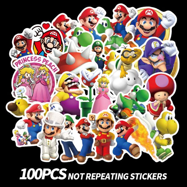 

100 pc et anime game mario cartoon graffiti ticker waterproof uitca e diy lapguitar kateboard toy lovely ticker b