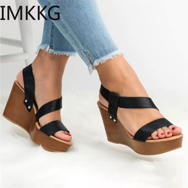 

summer platform sandals 2020 new fashion women sandal wedges shoes casual woman peep toe beach sandals causal shoes, Black