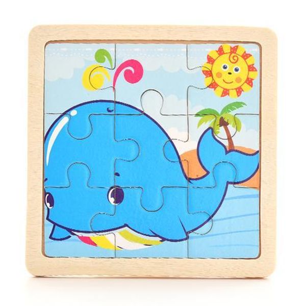 

9pcs baby 3d wooden jigsaw puzzles toys cartoon animals puzzles kids educational toys for children gifts 1-5 years