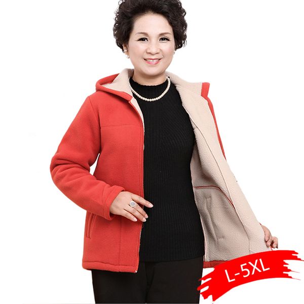 

middle-aged autumn fleece outerwear 2019 plus size 5xl slim hooded women jacket solid color warm casual short winter jacket coat, Black;brown