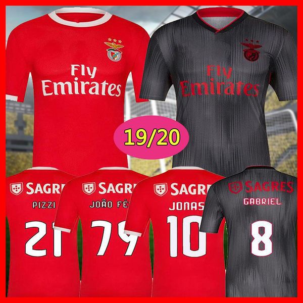 

19 20 benfica jonas joao felix soccer jerseys new pizzi seferovic salvio home away mens football shirts jardel camisa de futebol uniforms, Black;yellow