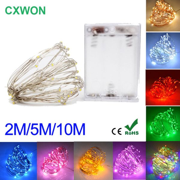 

2m 5m 10m led string light sliver copper wire fairy strings aa battery operated flashing lighting for x-mas wedding partry