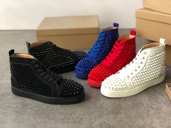 

2019 luxury de igner hoe high pike neaker genuine leather red bottom neaker men trainer fa hion ca ual hoe with box z u 13