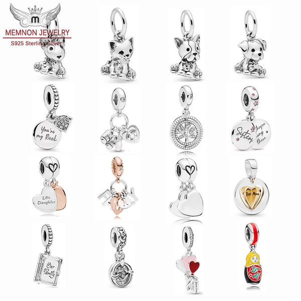 

mother's day bulldog puppy dangle tree of life charms 925 sterling silver heart balloons pendant family charm fit beads bracelet diy je, Bronze;silver