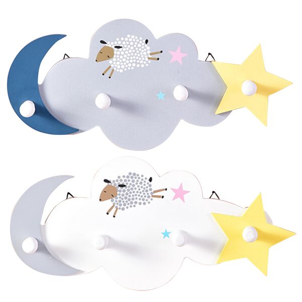 

wall mounted key clothes holder creative star moon cloud shape nail 4 hooks moisture proof multi functional hooks hanger