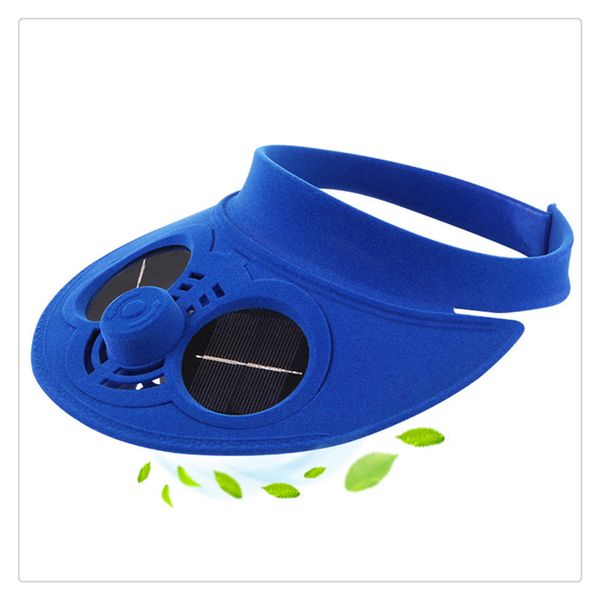 

summer sports cap empty hat with solar powered fan cooling fan cap for hiking traveling outdoor activities for soft feel, Blue;gray