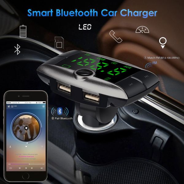 

wireless bluetooth fm transmitter modulator car kit mp3 player dual usb charger 1.5 inch lcd display bluecore3 12v-24v 8z