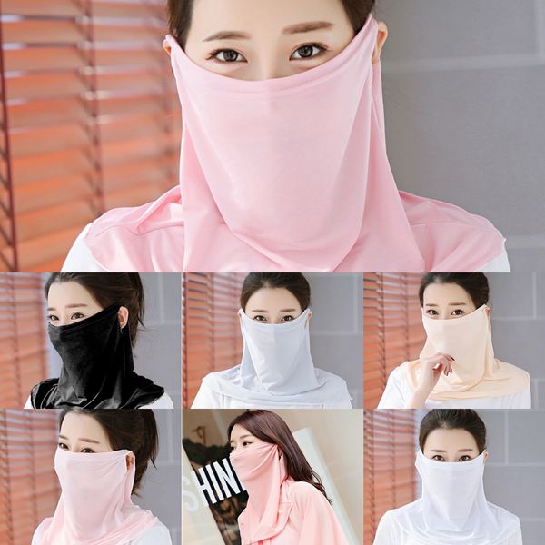 

l8q19 new women scarf type mask outdoor veil masks half face dust-proof sunshade windproof scarf dust mask ear face party masks, Black