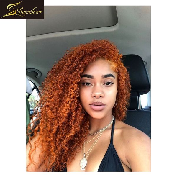 

250 density glueless mongolian honey blonde 13Ã6 brown lace front human hair wigs kinky curly frontal wig for women pre plucked, Black;brown
