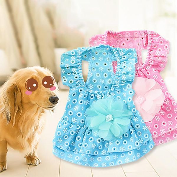 

dog dress cotton lace flower princess style cute skirt puppy summer clothing breathable apparel costume pet supplies