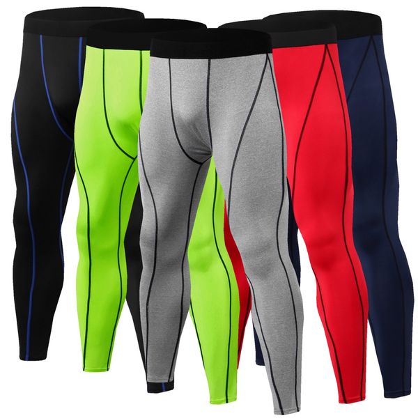 

quality men's fitness running tights high elastic compression sweatpants tights quick-drying pants sports socks large size, Black