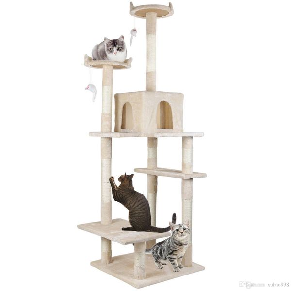 

кошка китти дерево башня кондоминиум мебель царапина пост домашнее животное главная кровать бежевый