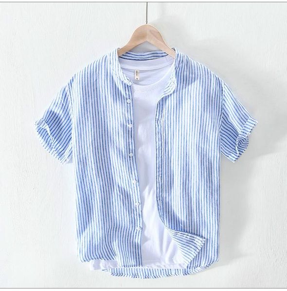 

мужские рубашки повседневный stand шеи мужчин дизайнерская одежда молодежи лето thin с коротким рукавом мужские рубашки льняное нашивки сыпу, White;black