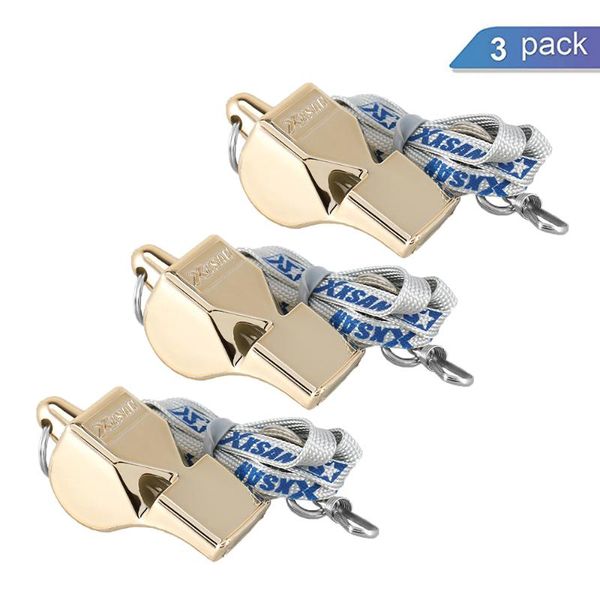 

other sporting goods 3 pcs whistles with lanyards referee sports metal