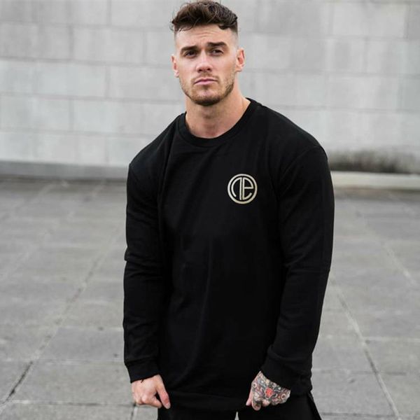

men long sleeve t shirt man casual fashion skinny t-shirt male gyms fitness breathable tees outdoor training clothing, White;black